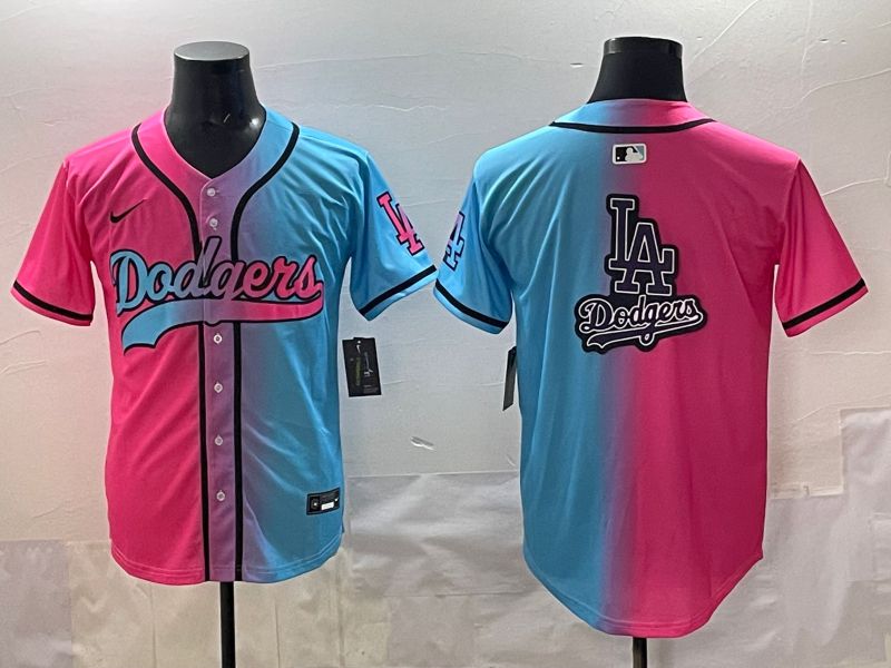 Men 2025 Los Angeles Dodgers Blank Blue pink Game Nike MLB Jersey style 0013